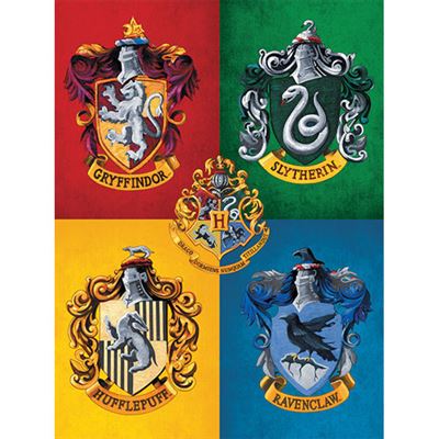 Poster Emoldurado Harry Potter: Colourful Crests Online Sale