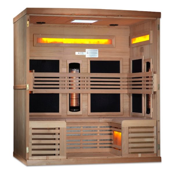 Golden Designs 6-Person Full Spectrum PureTech™ Near Zero EMF FAR Infrared Sauna with Himalayan Salt Bar (Canadian Hemlock) Online Hot Sale