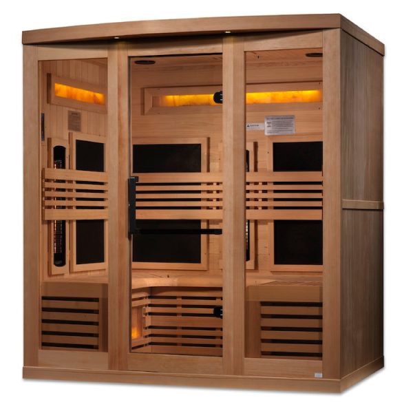 Golden Designs 6-Person Full Spectrum PureTech™ Near Zero EMF FAR Infrared Sauna with Himalayan Salt Bar (Canadian Hemlock) Online Hot Sale