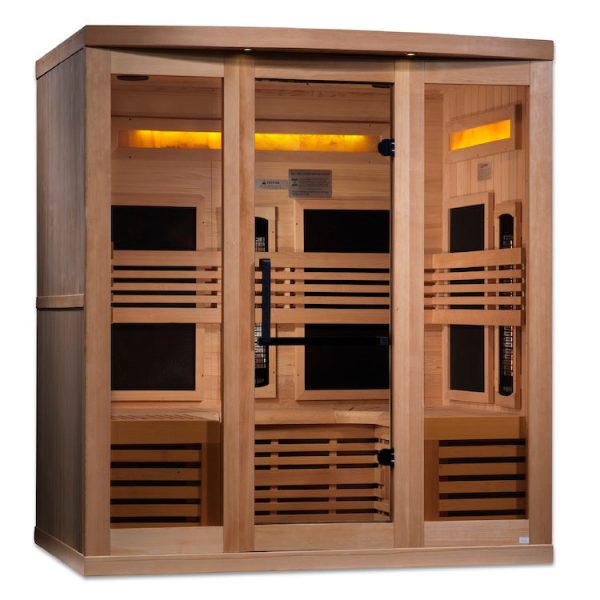 Golden Designs 6-Person Full Spectrum PureTech™ Near Zero EMF FAR Infrared Sauna with Himalayan Salt Bar (Canadian Hemlock) Online Hot Sale