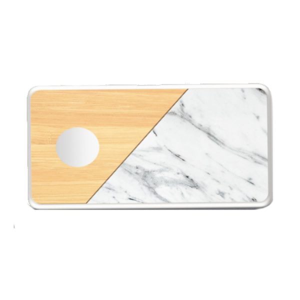 LuxeTech Dual Wireless Pad - Bamboo   White Marble Discount