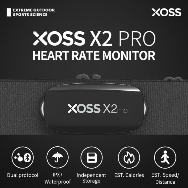 XOSS X2 Pro Heart Rate Sensor Rechargeable 90 Days Battery Life Stores 48H Of Data For Swimming Sailboat Fitness Running Cycling on Sale