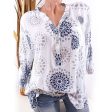 Fashion Printed V-neck Long Sleeve Casual Loose Spring Summer Women Blouse Top on Sale