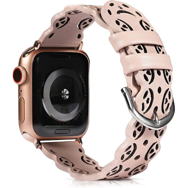 Wearlizer Apple Watch Leather Bands Soft Replacement Strap Smiley Face Cute Wristband Supply