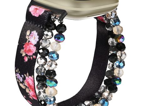 Wearlizer Fitbit Versa 3 Fitbit Sense Bands Adjustable Elastic Beaded Bracelet for Women Girls, Handmade Fashion Cute Stretchy Beads Wristbands Strap Online now