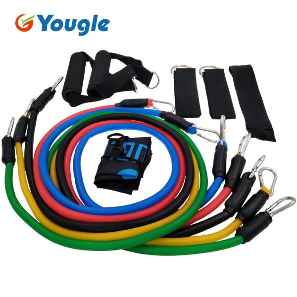 YOUGLE 11pcs set Pull Rope Fitness Exercises Resistance Bands Latex Tubes Pedal Excerciser Body Training Workout Yoga Sale