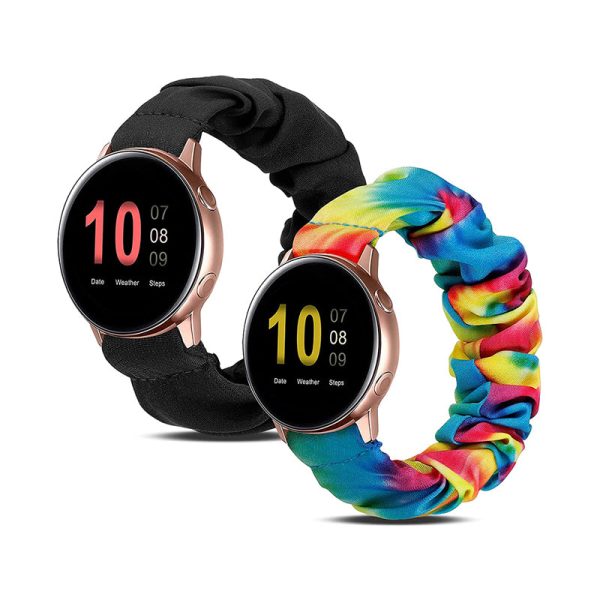 Wearlizer 2 Packs Samsung Galaxy Watch Band Active 2 Scrunchie Soft Cloth 20 mm Cute Printed Elastic Watch Bands Women Stretchy Bracelet Fabric Discount