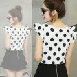 Fashion Women Polka Dots Casual Chiffon Blouse Short Sleeve T-shirt Summer Tops Supply