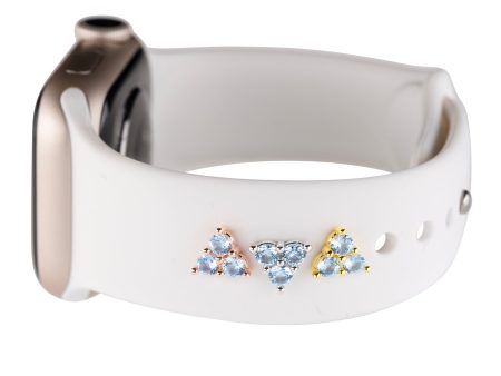 triple aquamarine stud - March birthstone • Apple Watch sport band charm Discount