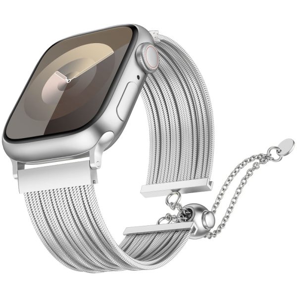 Wearlizer Compatible with Apple Watch Band Women 38mm 40mm 41mm 44mm 42mm 45mm 49mm, Dressy Stainless Steel Tassel Strap Metal Chain Bracelet for iWatch Bands Ultra SE Series 9 8 7 6 5 4 3 2 1 Fashion