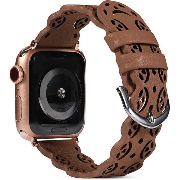 Wearlizer Apple Watch Leather Bands Soft Replacement Strap Smiley Face Cute Wristband Supply