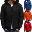 Plus Size Winter Men Color Block Hooded Long Sleeve Zip Up Padded Jacket Coat Online Sale