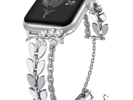 Wearlizer Bling Apple Watch Bands , Women Jewelry Diamond Charms Wheat Ear Style Metal Strap for iWatch Series 7 6 5 4 3 2 1 SE Online