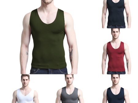 Warm Slim Fit Casual Top Solid Color Sleeveless V Neck Men Spring Autumn Vest Fashion