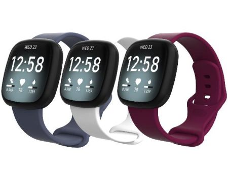 3-Pack of Silicone Bands for Fitbit Sense Versa 3 Sale