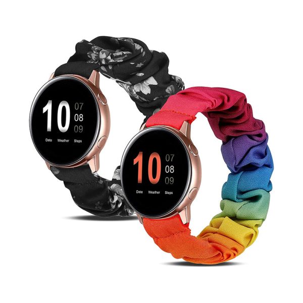 Wearlizer 2 Packs Samsung Galaxy Watch Band Active 2 Scrunchie Soft Cloth 20 mm Cute Printed Elastic Watch Bands Women Stretchy Bracelet Fabric Discount