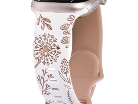 Wearlizer Floral Engraved Band Compatible with Apple Watch Bands 41mm 40mm 38mm 49mm 45mm 44mm 42mm Women, Two-Tone Flower Soft Silicone Cute Sport Strap for iWatch Series 9 8 7 6 5 4 3 2 1 SE Ultra 2 on Sale