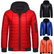 Plus Size Winter Men Color Block Hooded Long Sleeve Zip Up Padded Jacket Coat Online Sale