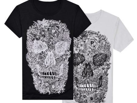 Punk Summer Men Tee Skull Head Print Crew Neck Short Sleeve T-Shirt Casual Top Supply