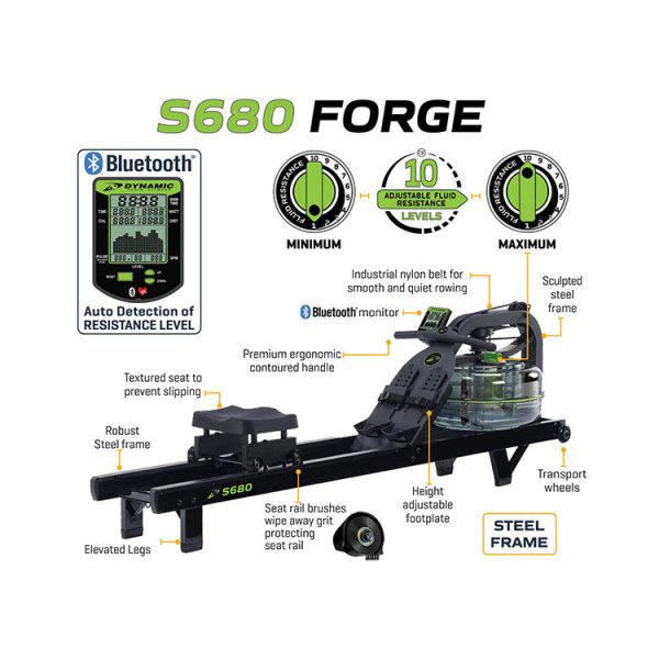 Dynamic Fluid Fitness S680 Rower on Sale