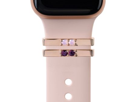 rose gold double stone ring - February & October birthstone • Apple Watch & Fitbit band accessory For Discount