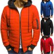 Plus Size Winter Men Color Block Hooded Long Sleeve Zip Up Padded Jacket Coat Online Sale